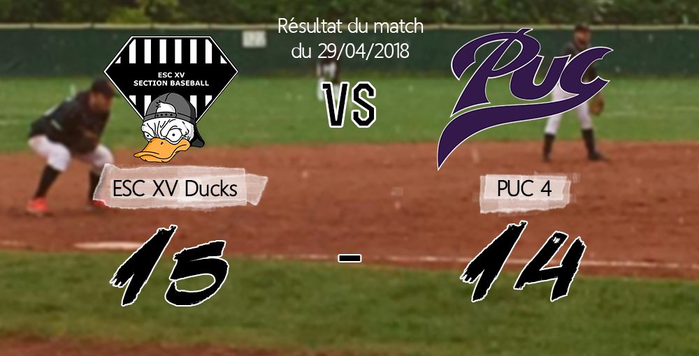résultats du match ducks vs puc4 : 15-14